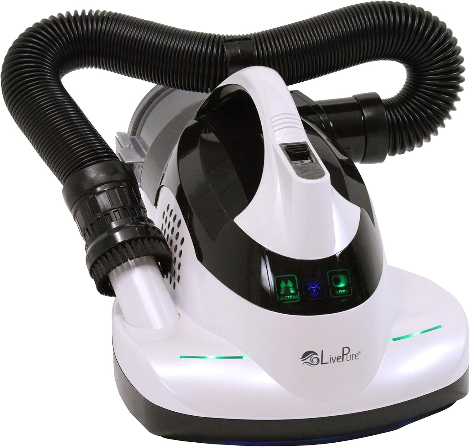 LivePure - Ultramite Handheld HEPA Filter Vacuum & Fabric Sanitizer - Dual Motor Brush, UVC Light, And Anti- Allergen Filter To Remove Dust Mites, Bacteria, Viruses