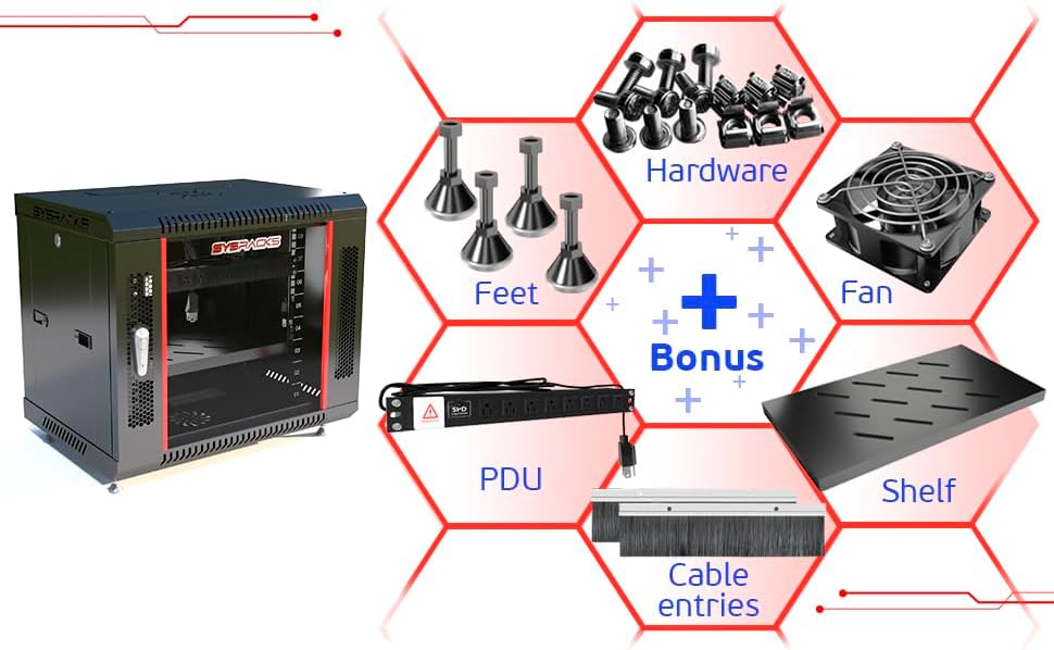 Sysracks 12U Networking Cabinet 18-inch Depth Server Rack Locking Network Enclosure with Fan
