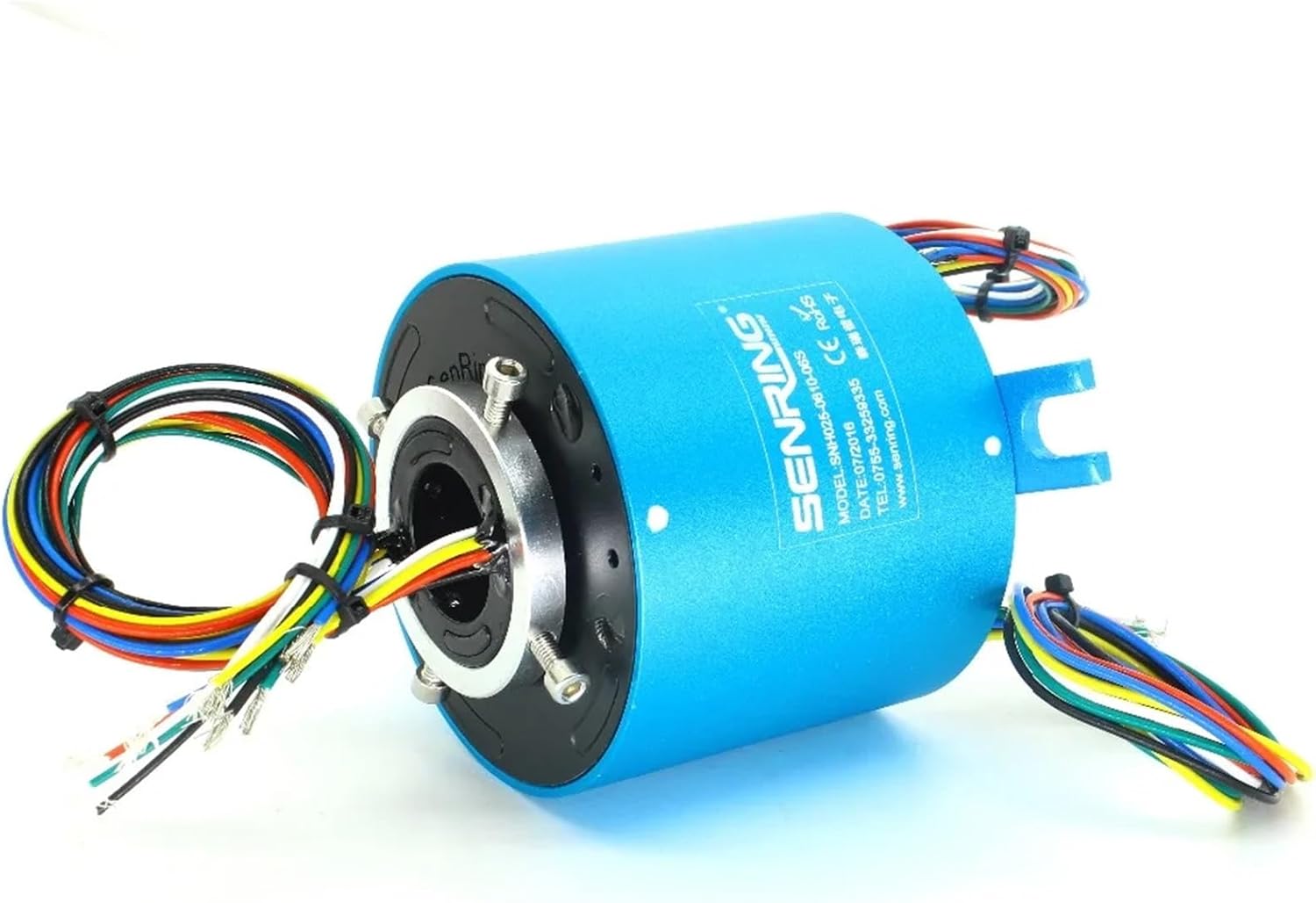 Electrical Rotary Joint Hole Size 25.4mm 12 Circuits/Wires 20A Gold-Gold Contact of Through bore Slip Ring