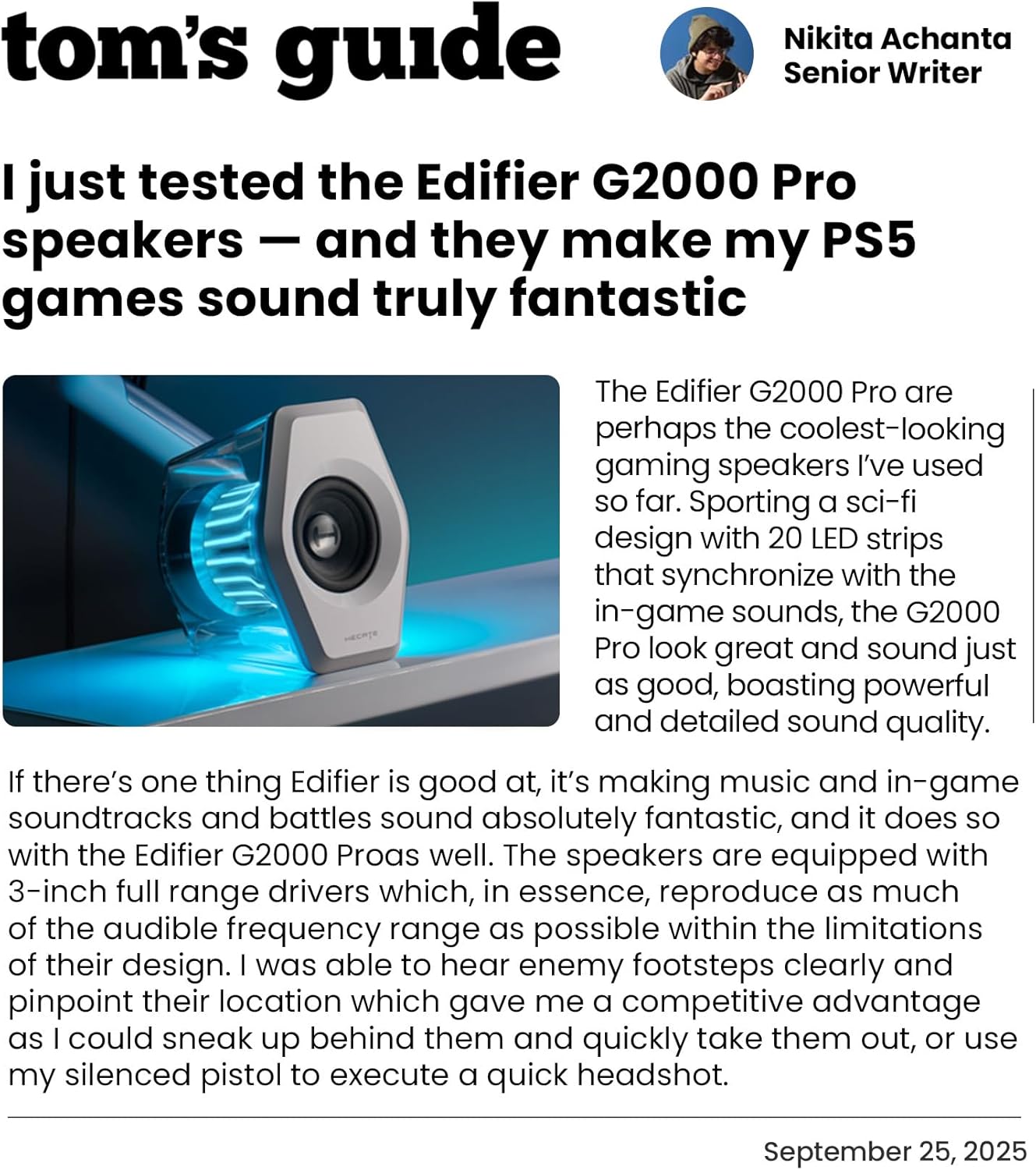 Edifier G2000 Pro Bluetooth Computer Speakers with 7.1 Virtual Surround Sound, RGB Lighting, USB & Aux Input - Ideal Gaming Desk Accessories for PC, PS5, Game Console (White)