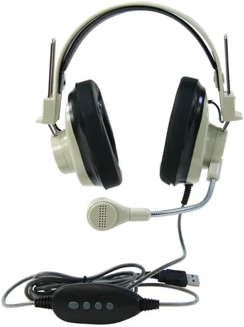 Califone 3066-USB Deluxe Multimedia Stereo Headset with USB Plug, Flexible Omni Directional Microphone, Around Ear Ambient Noise Reducing Earcups, In-line Volume Control, Pack of 30