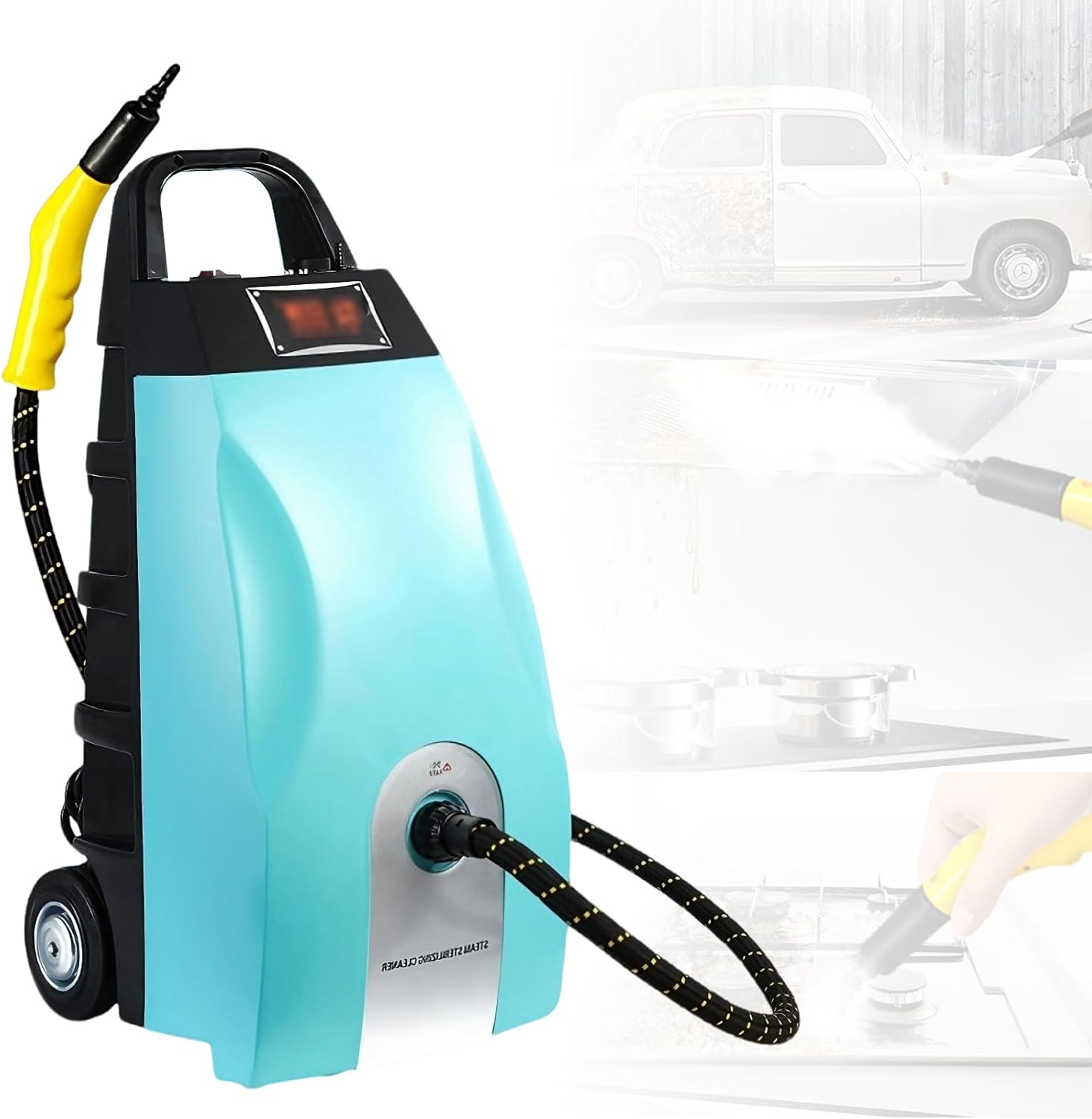 WEICNE 2500W Commercial Steam Cleaner, 3.5L Tank, 110℃/230°F High Temp Steam, Lightweight Steamer with 8 Accessories, Used for Car & Kitchen Cleaning Blue