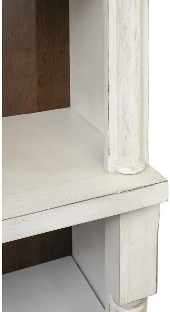 Starlight Canyon Home Rustic Open Wood Bookcase, 8 Feet Tall, 4 Adjustable Shelves, Fixed Stability Shelf, Weathered White Finish, Cherry Top