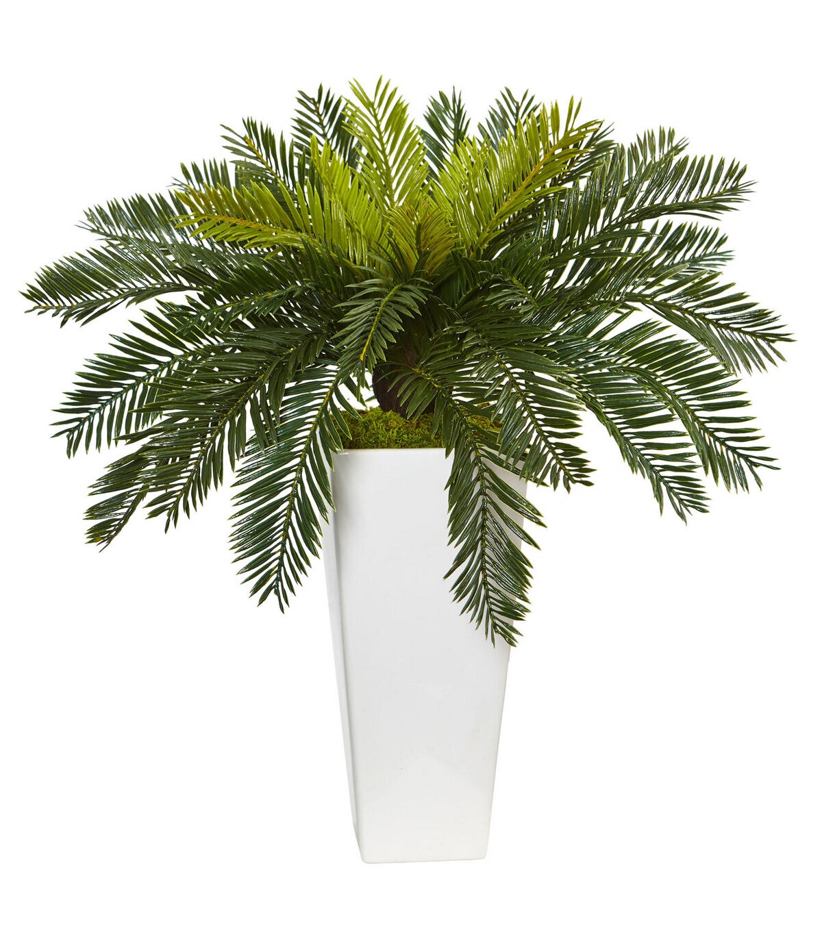 Nearly Natural 23 Cycas Artificial Plant in White Planter