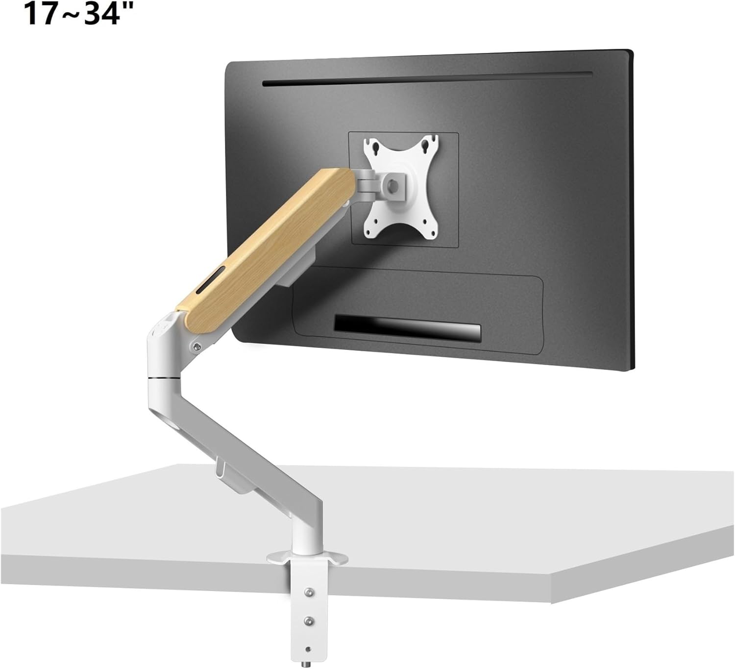 17-34 inch desktop gas spring monitor arm bracket articulated full-motion support rod TV bracket computer bracket(M5W-M White)