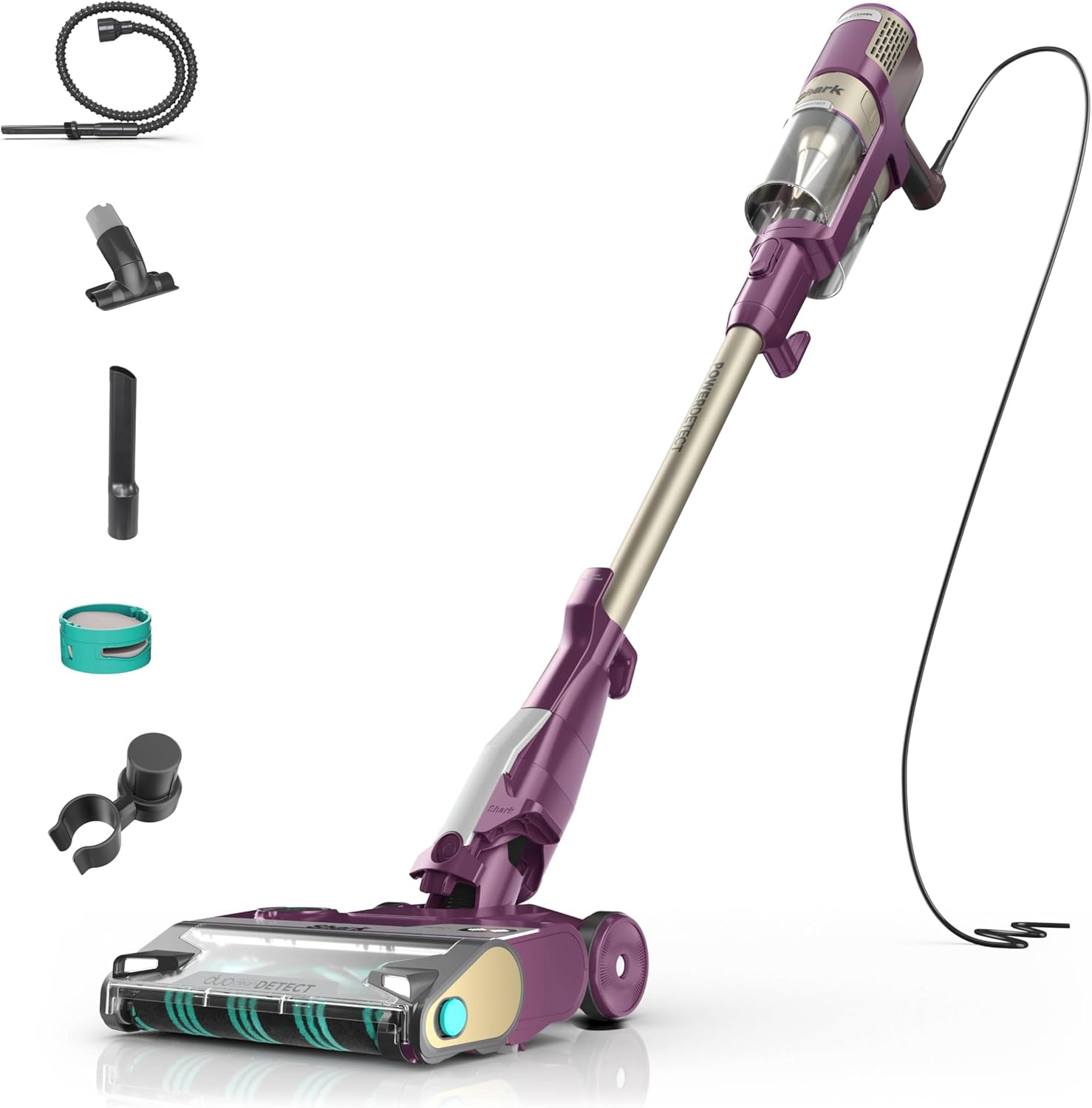 Shark POWERDETECT Ultra-Light Corded Stick Vacuum with DuoClean Technology, Self-Cleaning Brushroll for No Hair Wrap, Anti-Allergen Complete Seal, and Odor Neutralizer Technology, Purple, HZ4001AMZ