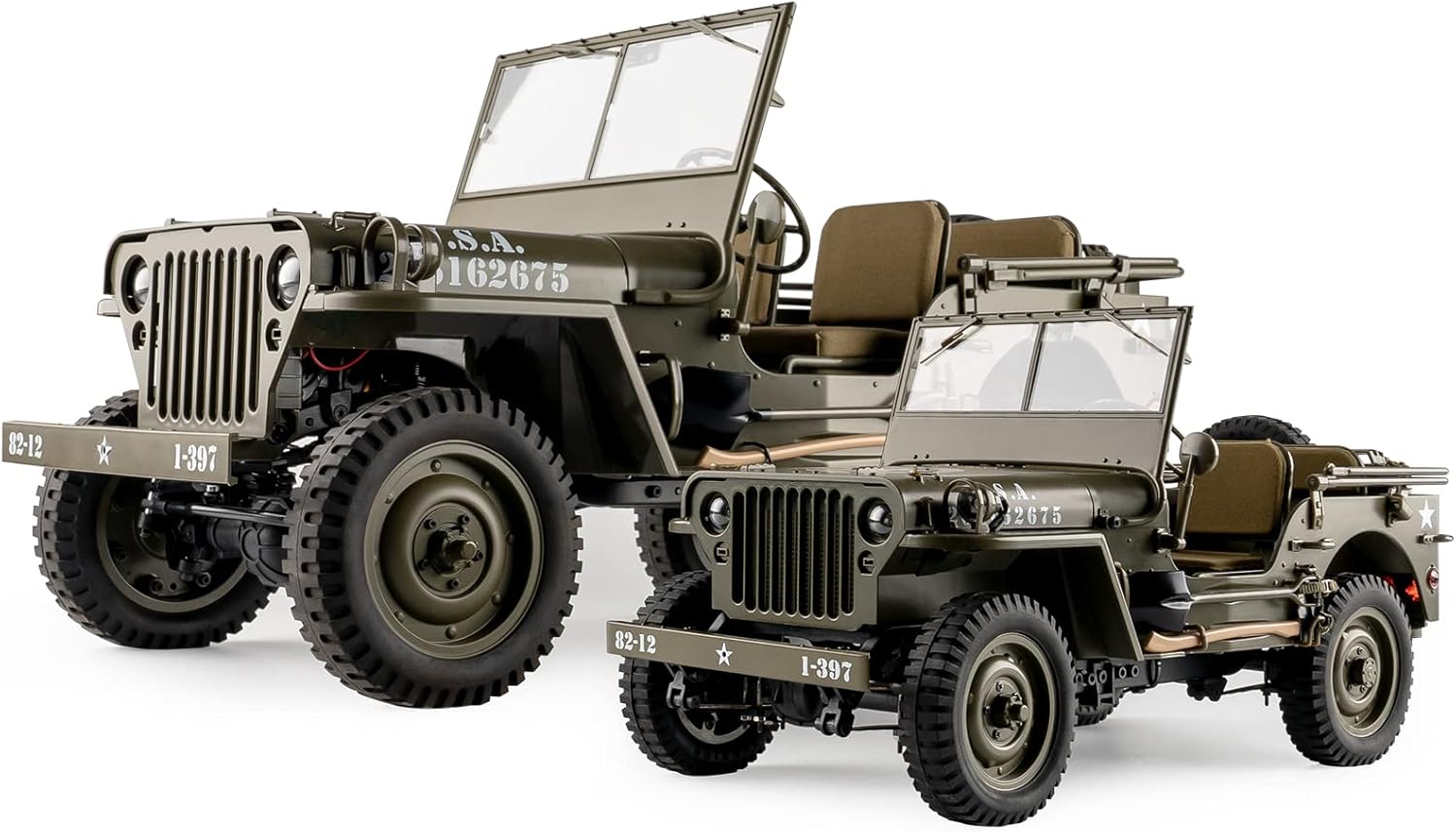 RocHobby 1/6 1941 MB Scaler RC Car, 4x4 Hobby Grade RC Car Mini RC Rock Crawler Military, 2.4Ghz RC Truck with 550 Brushed Motor, LED Lights for Adults Without Battery and Charger