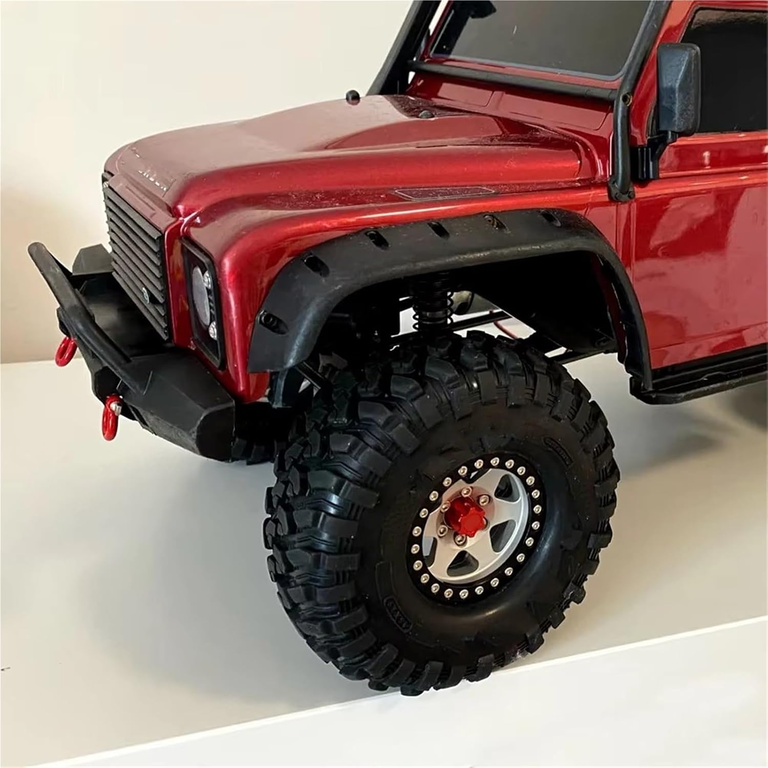 RC Cars Crawler Parts Compatible with TRX4 for TRX6 for Slash D90 D110 for SCX10 for HSP for Tamiya for Yokomo 1/10 RC Drift Aluminum Alloy M4 Nut Rim Caps(Red)