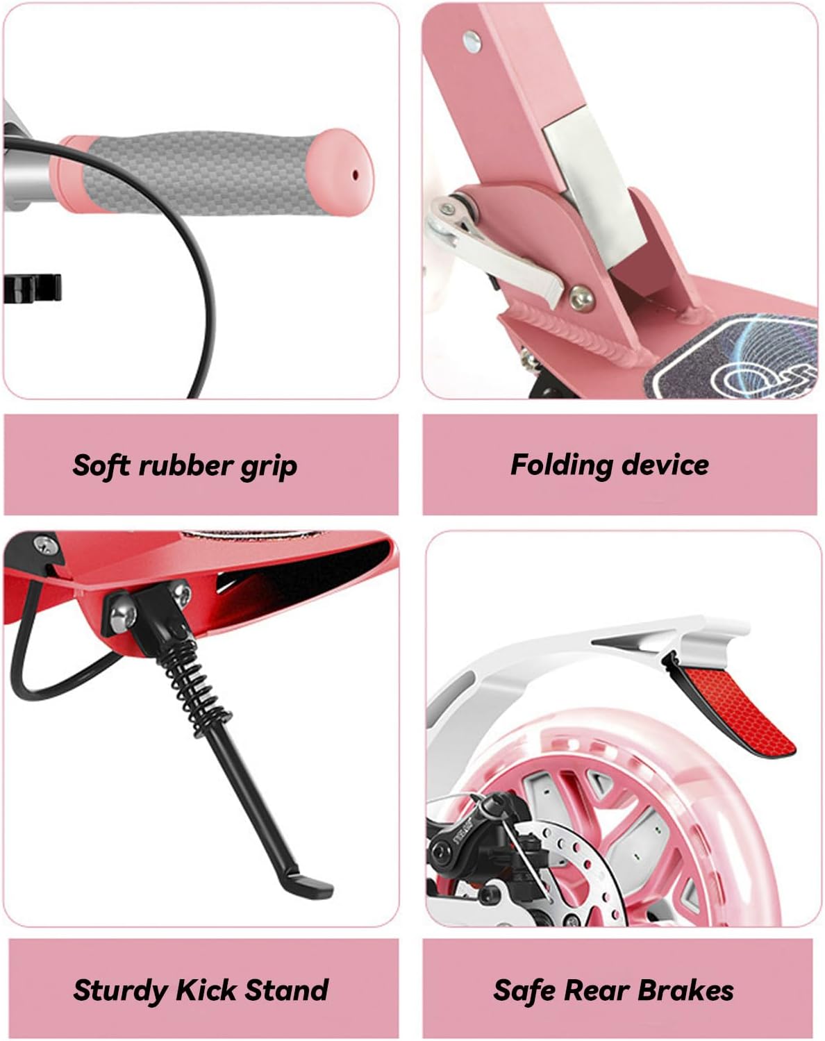 Folding Kick Scooter for Kids and Teens,2 Flash Wheels Scooter with 5-Level Adjustable Handlebar,Dual-Brake System,Aluminum Alloy Frame,Sports Scooter for Ages 8+,300Lb Weight Capacity