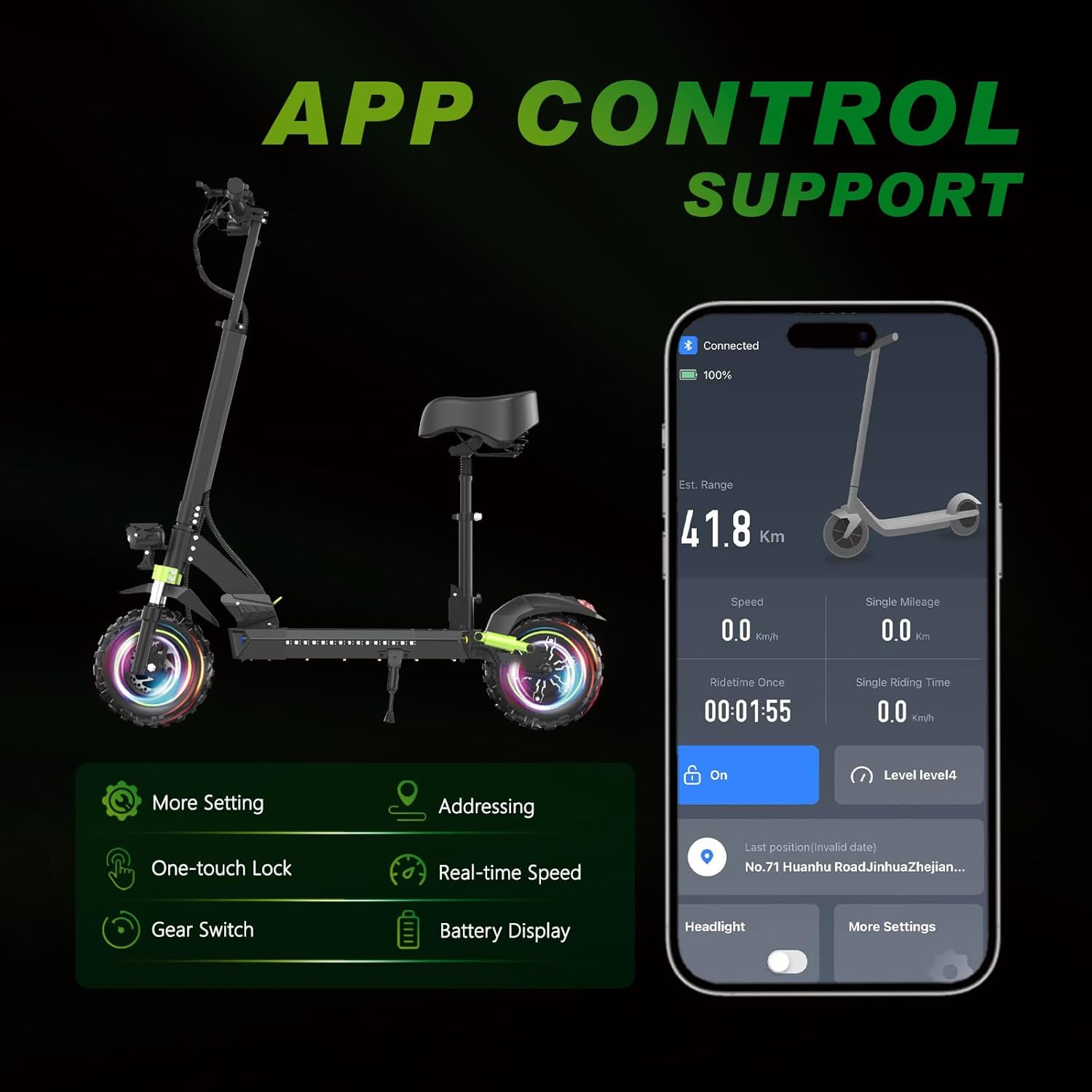 S6 Off-Road Electric Scooter | 48V1200W Motor | 70km Long Range | 55km/h Speed | 11