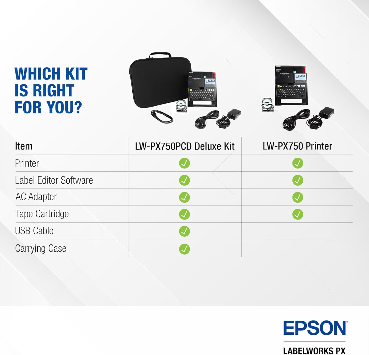 LABELWORKS Epson LW-PX750 Industrial Label Maker Kit - Complete Kit with Accessories, Compatible with Large Variety of Tape Types, Portable Handheld Label Printer