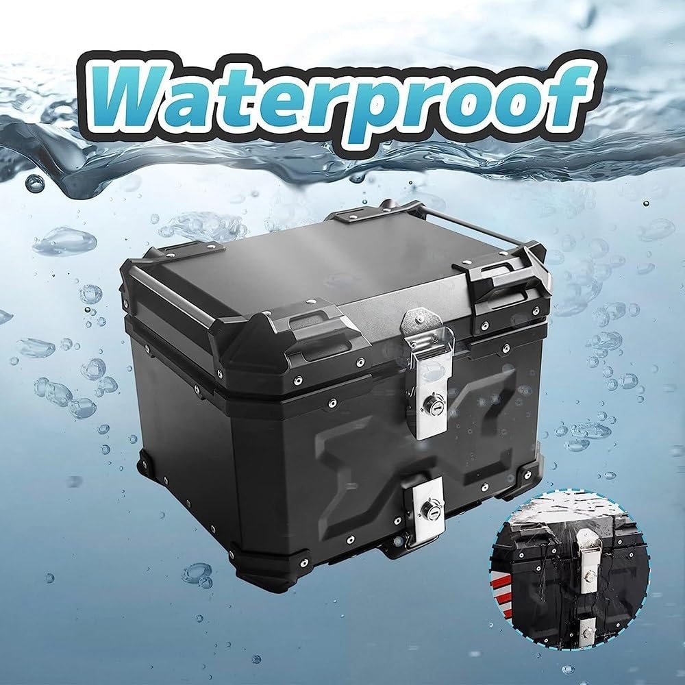 EMENAR Top Case Tail Box For Motorcycle Cycling 36L 45L 55L 65L Motorcycle Trunk Storage Box Fit For Scooters And Quads With Universal Mounting Hardware (Color : Black, Size : 55L)