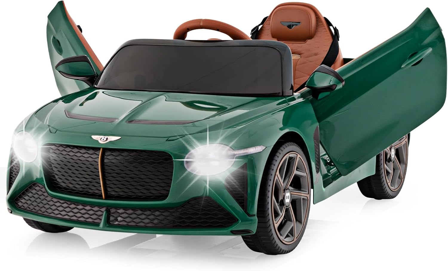 Costzon Ride on Car, 12V Licensed Bentley Bacalar Battery Powered Kids' Electric Vehicles w/Remote Control, Scissor Doors, Wireless Connection, Lights/Sound Effects, Kids Car Toys for Toddlers(Green)