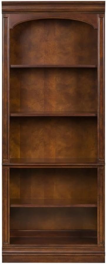 Pemberly Row Traditional Wood Executive Open Bookcase in Cognac