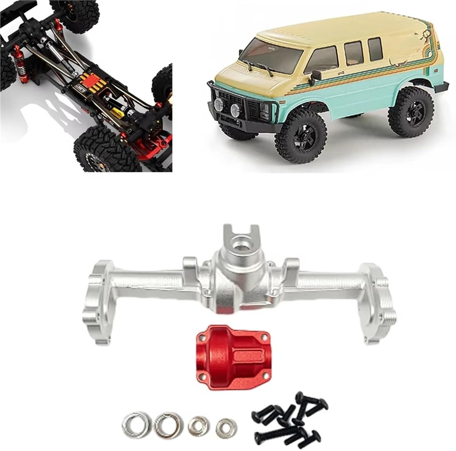 RC Spare Part Compatible with HOBBYPLUS 4WD for CR18P for Rock for Van 1/18 RC Crawlers Parts Off-Road 2pcs Aluminum Front & Rear Portal Axle 195g(Silver)