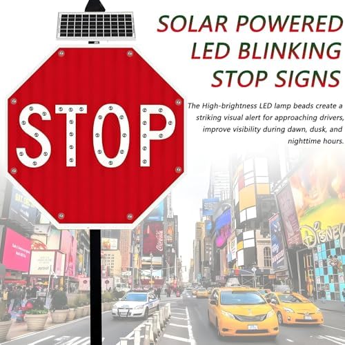 Solar Powered LED Stop Sign - 24