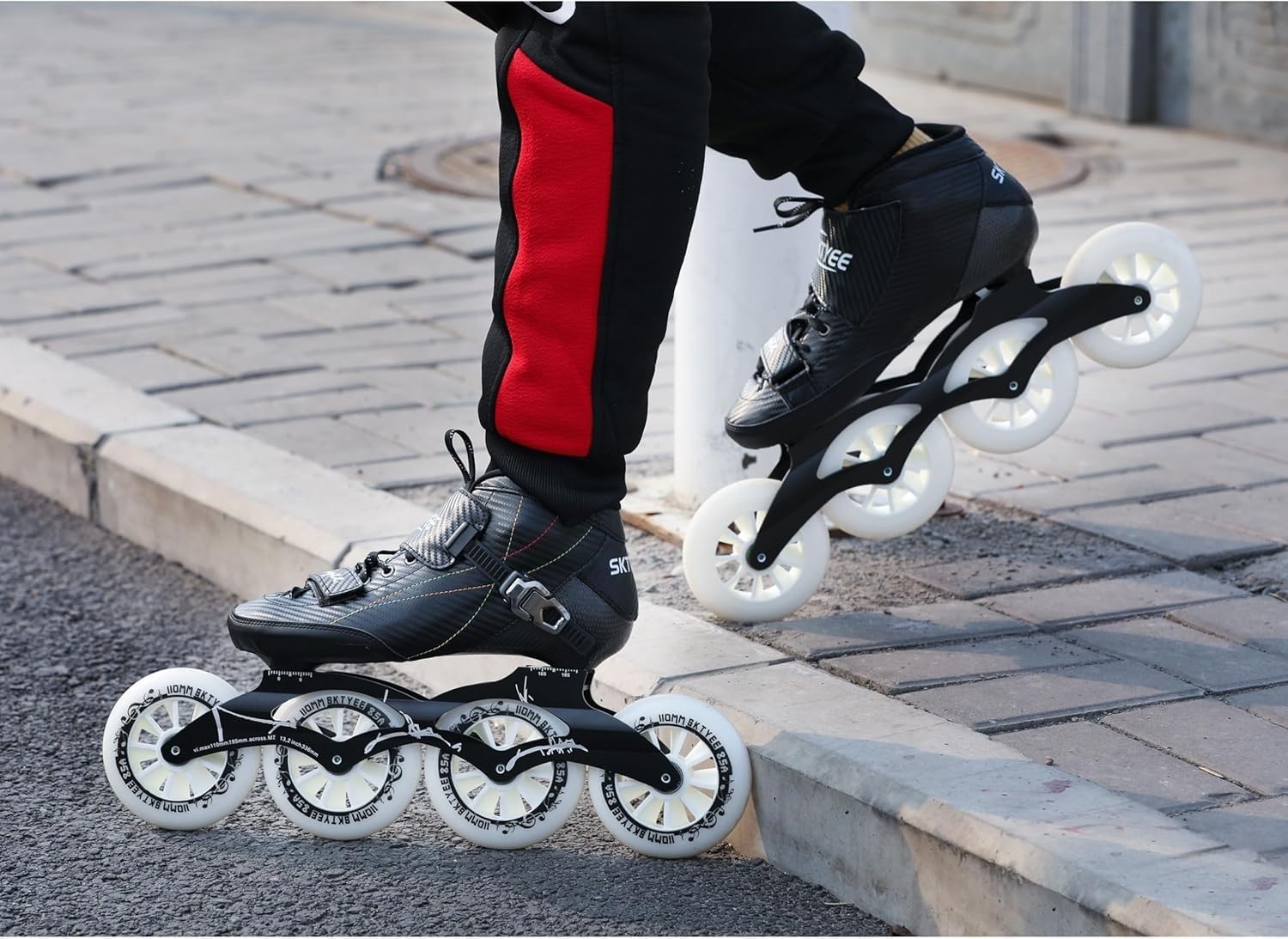 Professional Inline Speed Skates, Unisex Fitness Roller Skates for Adults Kids, Adjustable Fitness Racing Shoes for Beginners and Teens