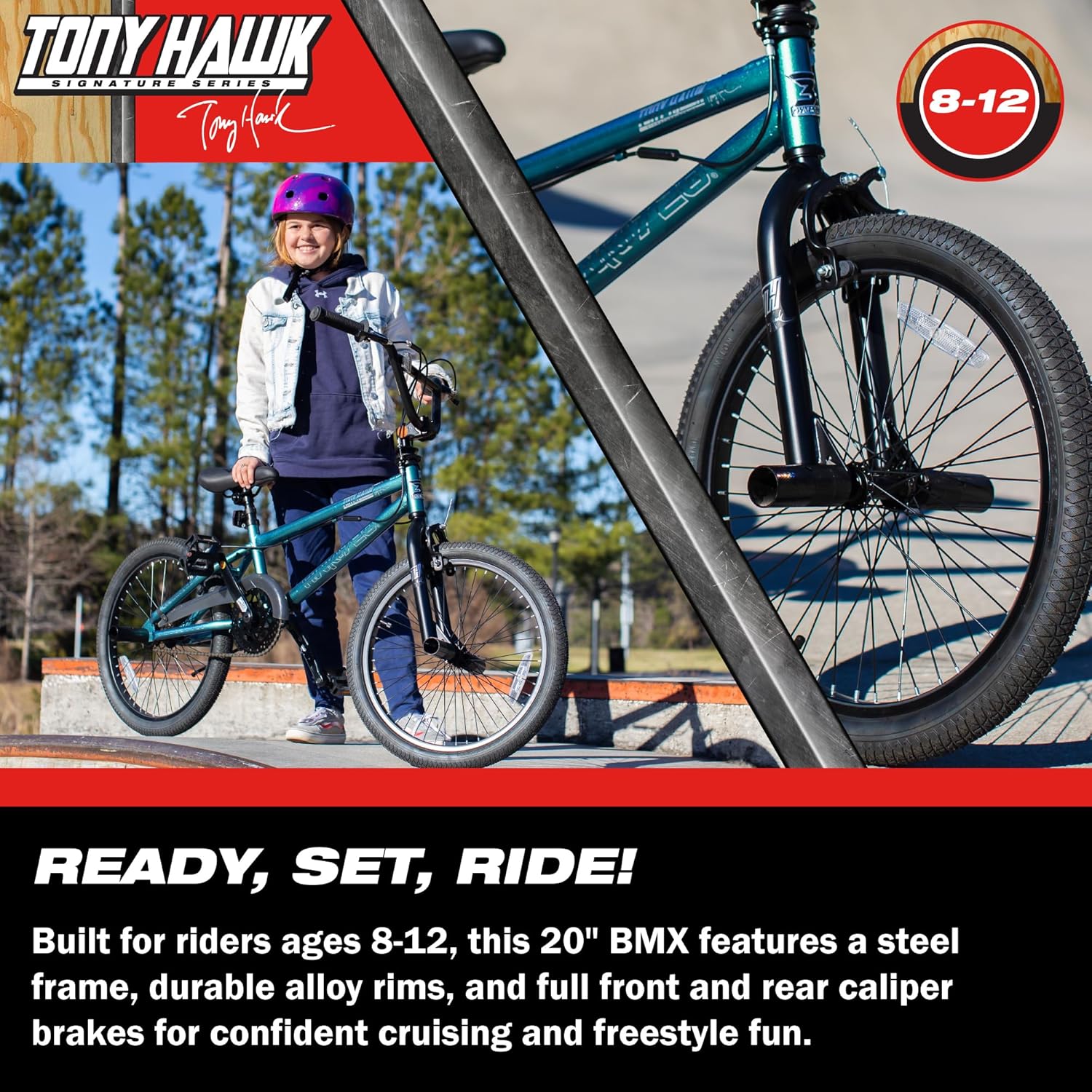 Dynacraft Tony Hawk 18-24 Inch Bike High-Performance & Durable, Perfect for Kids & Teens Learning BMX Tricks, Sturdy, Easy to Assemble, Ideal for Young Riders & Aspiring BMX Enthusiasts