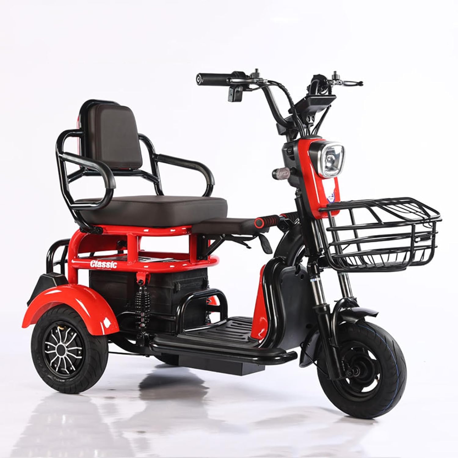 Battery Vehicle for The Elderly, Driving Electric Scooter, 20Ah Lithium Battery Electric Small Mini Tricycle,Red