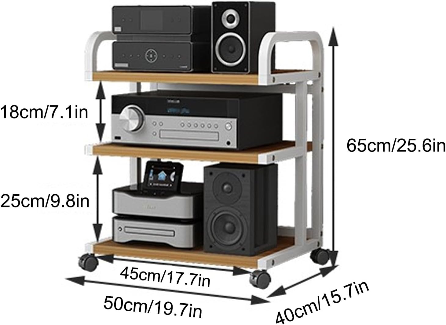 3 Tier Media Stand with Ng Tv Stand and Stereo Rack Entertainment Center for Living Room Bedroom Office Black Audio Tower Cabinet