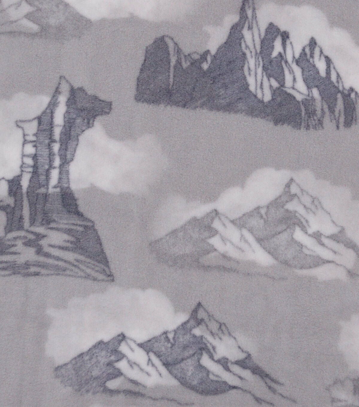Mountains on Gray Anti Pill Fleece Fabric
