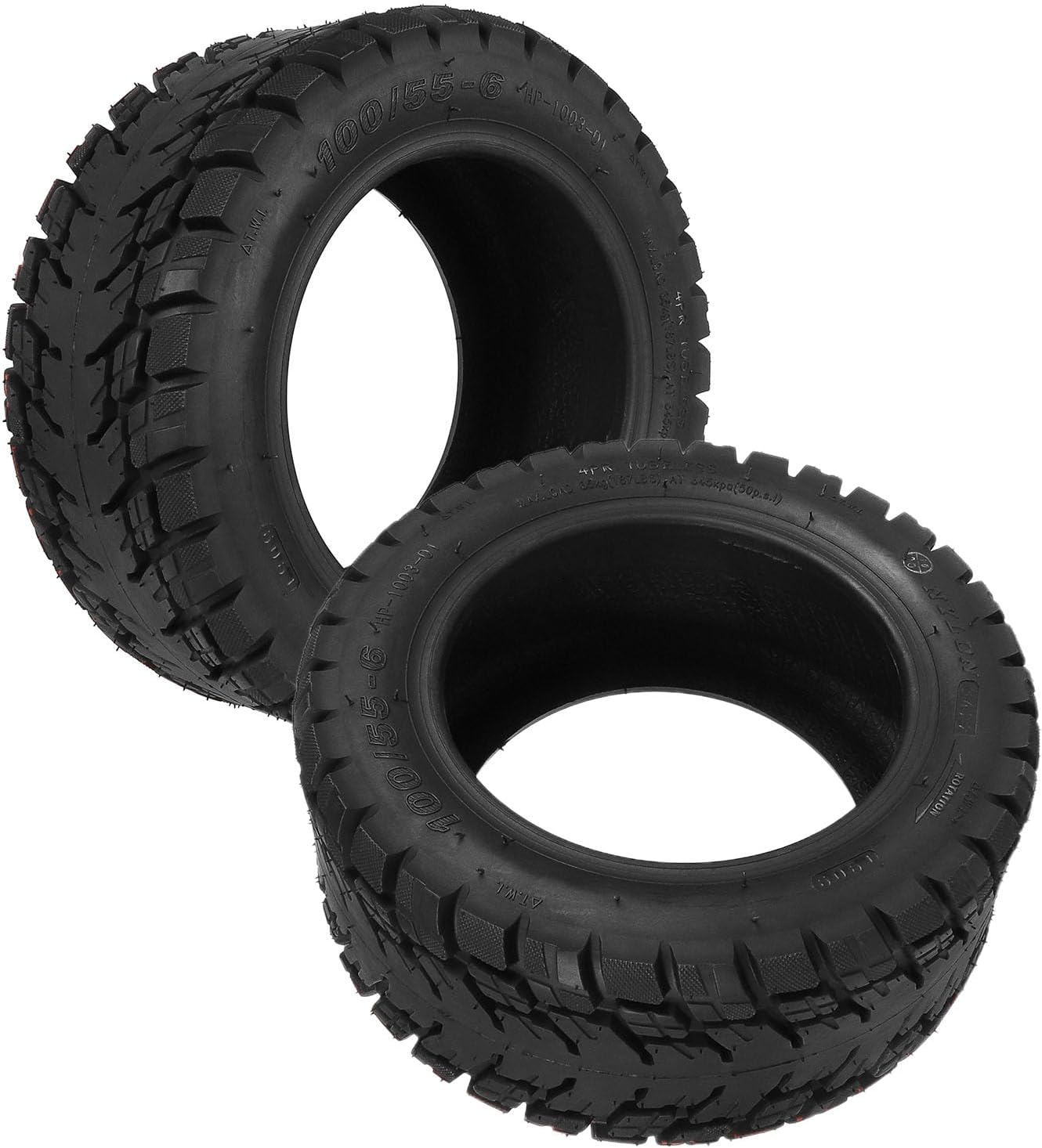 100/55-6 Off Road Tubeless Tire Anti Slip Front/Rear Replacement Wheels for 11 Inch Go Kart, Quad Bike, Electric Scooter Replacement Wheels,2pcs