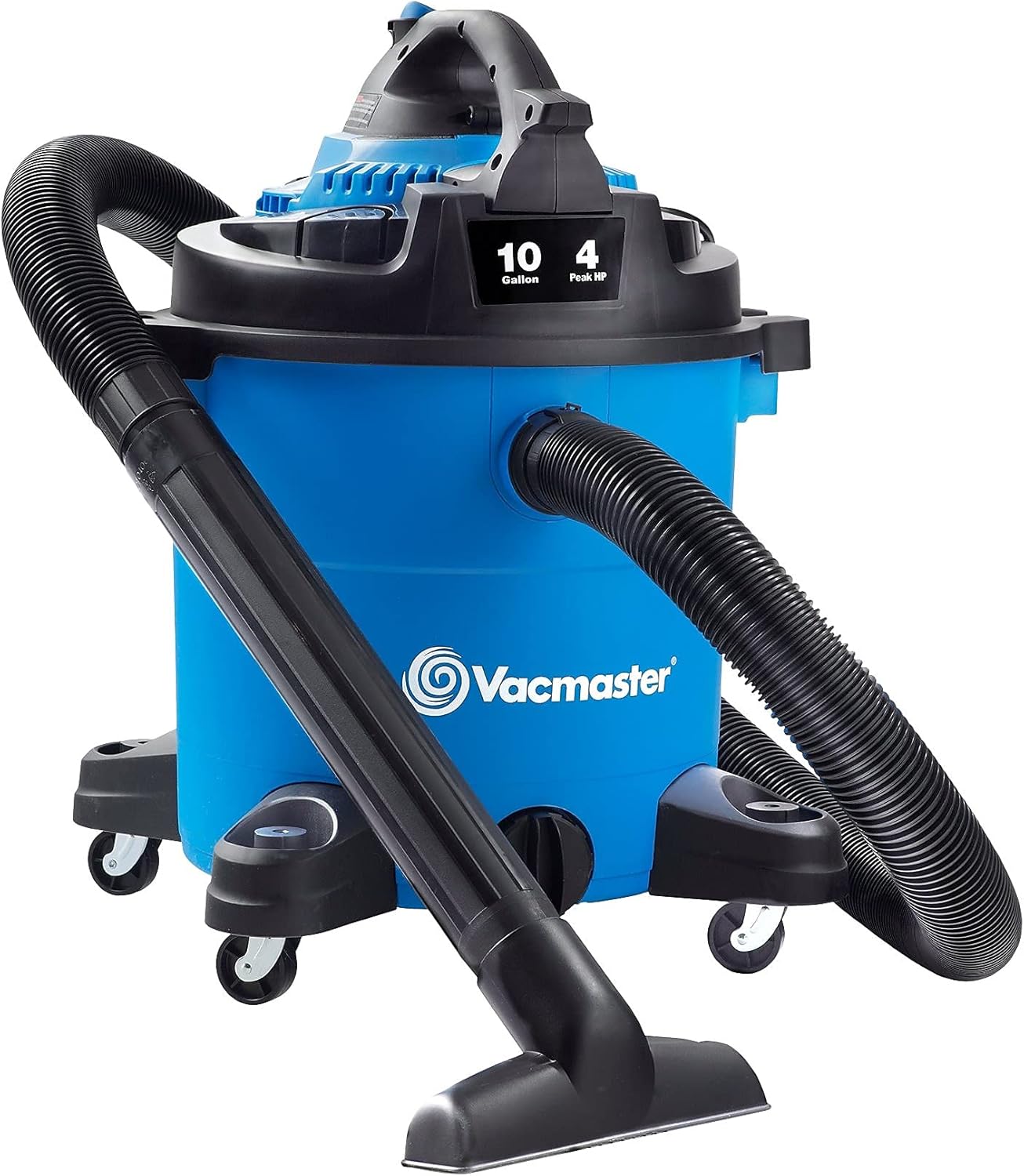 Vacmaster Wet/Dry Vacuum with Detachable Blower, 10 Gallon 4 HP 120V Motor, Long 10 Foot Cord, Blue