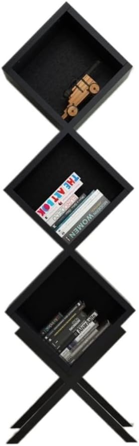 IRYZE Modern Open Bookshelf Nordic Creative Bookshelf Wrought Iron Bookcase Racks Modern Minimalist Storage Rack Living Room Study Display Stand Multifunctional Display Stand (Color : Black)