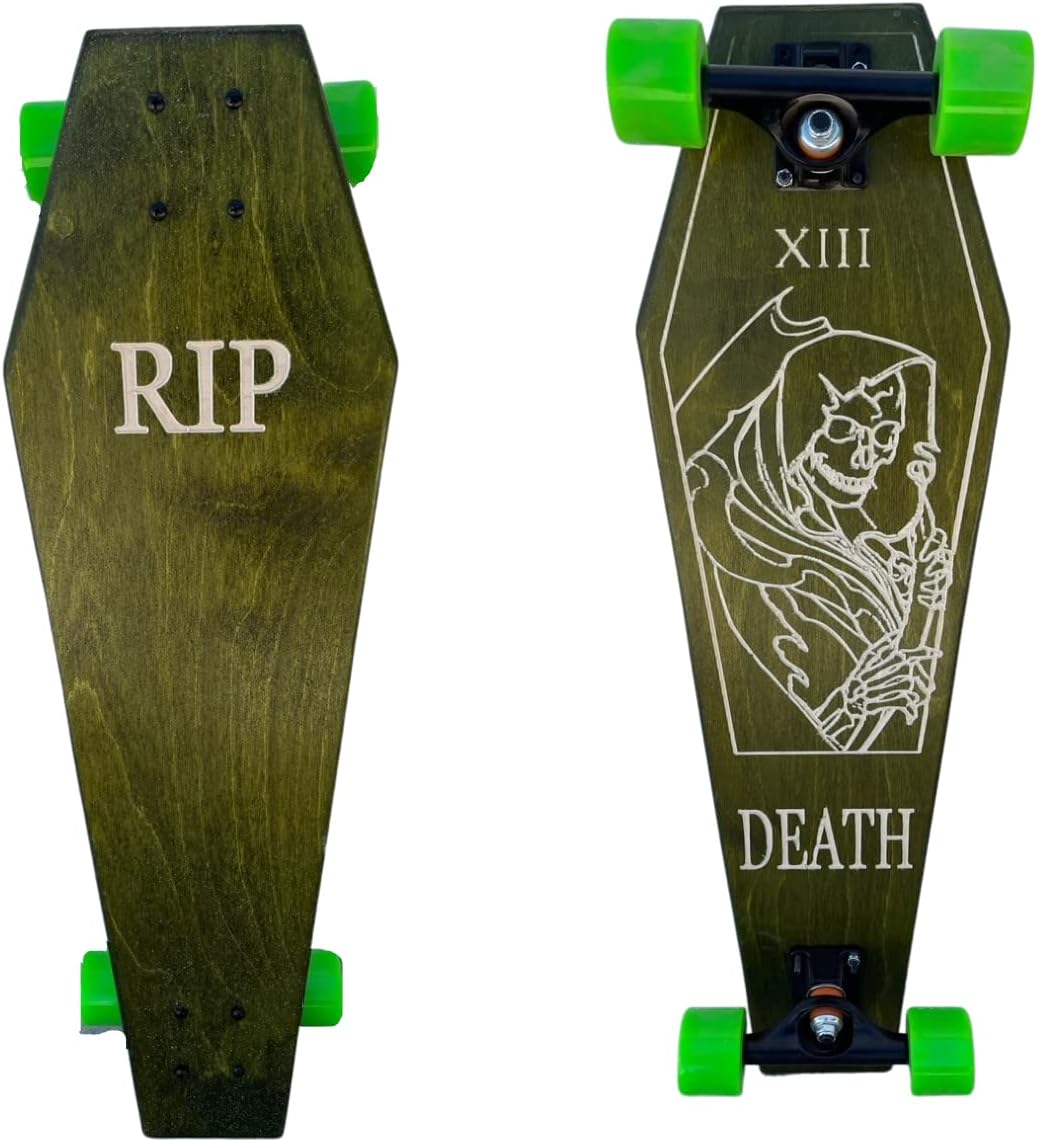 Coffin Death Tarot Green Skateboard | Longboard | 30x9 | Coffin Croozer