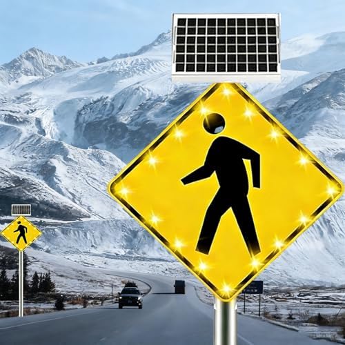 Solar Powered LED Pedestrian Crossing Sign, 30