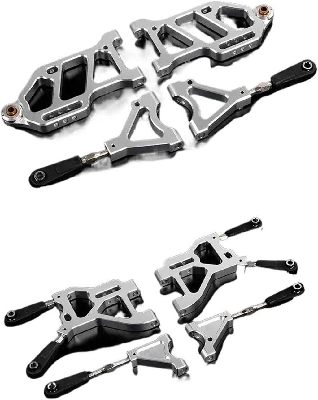 Alloy CNC Front Or Rear Suspension Arm Set Compatible For 1/6 HPI FG Compatible For Monster Hummer Truck ROFUN ROVAN Big Monster RC CAR Toys PARTS(Front Silver)