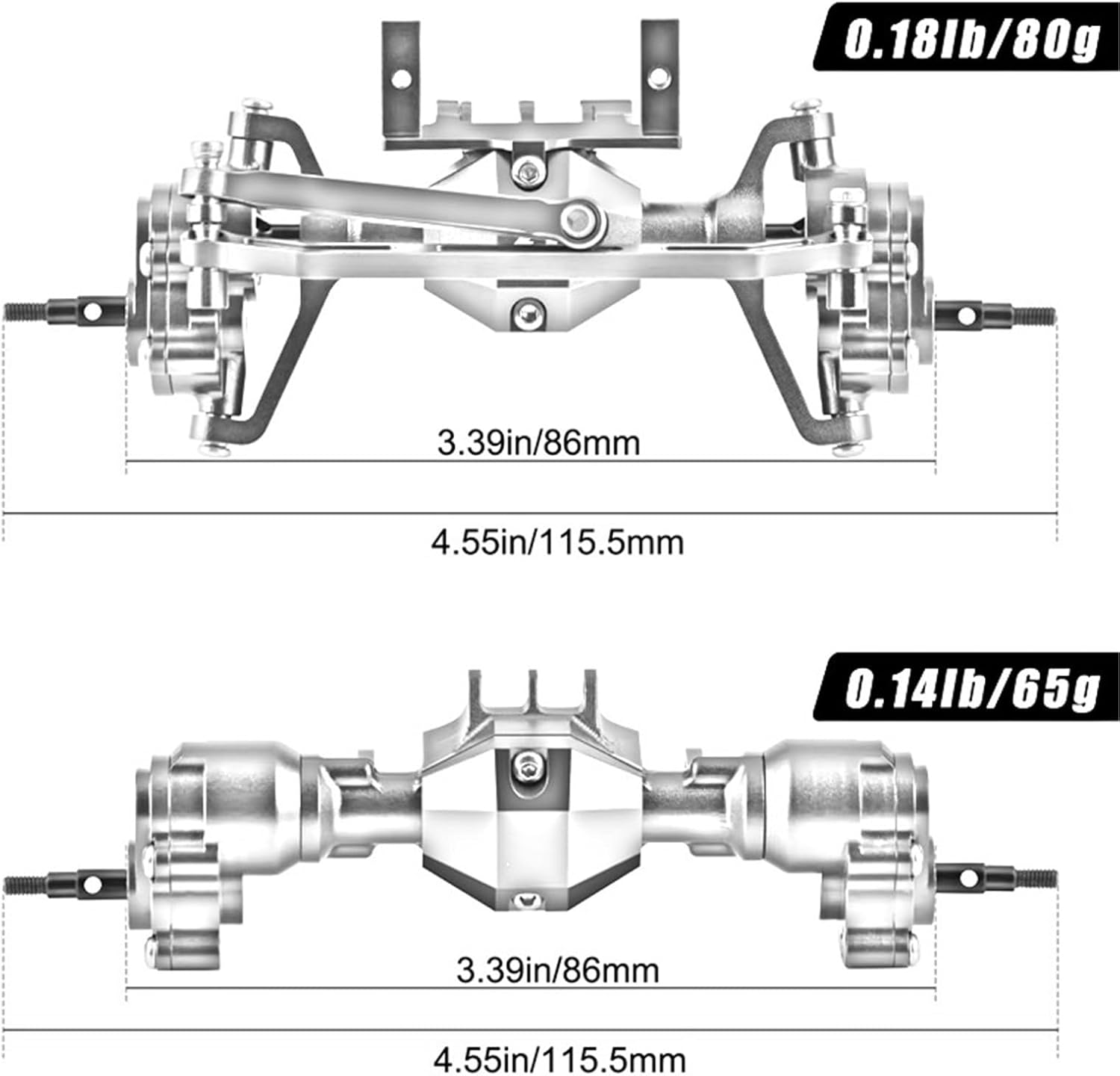 RC Front Rear Drive Axle Compatible with Redcat for Ascent 18 RC for Rock Crawler Aluminum Front Rear Portal Axles Set with Steel Gears, Servo Mount, Steering Links(Purple)