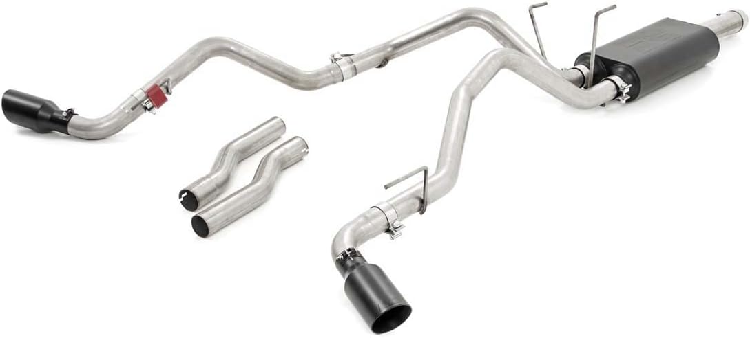 Rough Country Stainless Dual Cat-Back Exhaust for Ram 1500 (2009-2018) 4.7L & 5.7L V8 Engine - Performance Tuned, Aggressive Growl