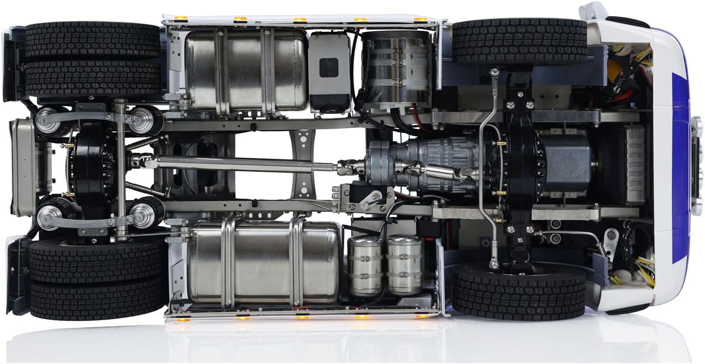 1/14 4x4 RC Tractor Truck RTR Transport Vehicle Metal Chassis R730 Smoke 3-Speed Transmission Differential Lock Axles Light Sound System Hobby Grade Model