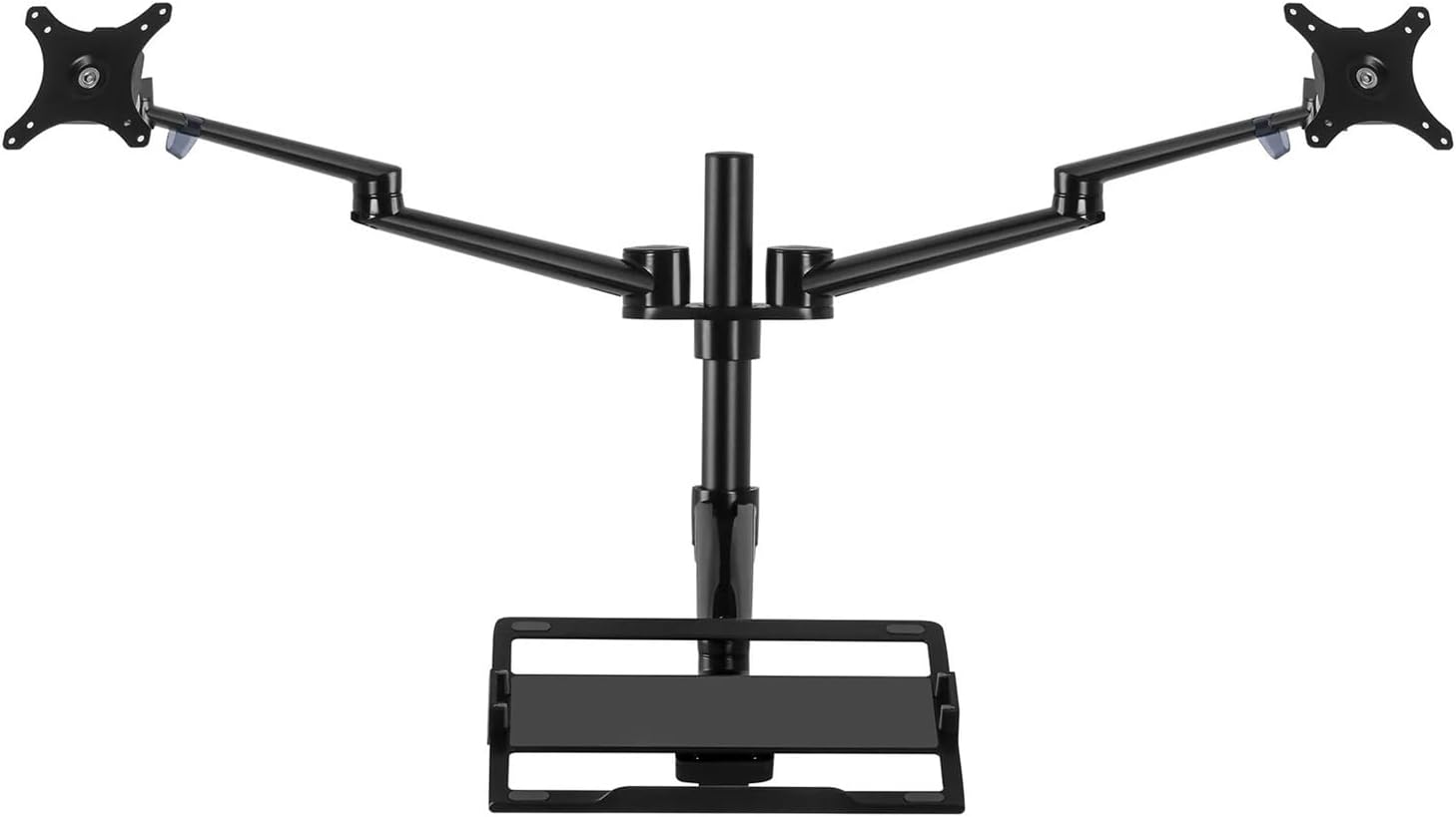 OL-10T Aluminum Height Adjustment Desk Dual 17-32 Inch Monitor Stand + 12-17 Inch Laptop Stand Full Motion Triple Mount Arm