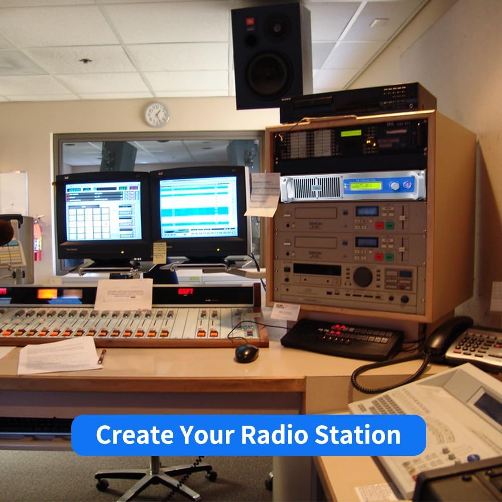 500W FM Radio Broadcast Transmitter for Church 500watt Long Range Transmitter for Radio Station Equipment for Professional Broadcasting Stereo Home FM Transmitter