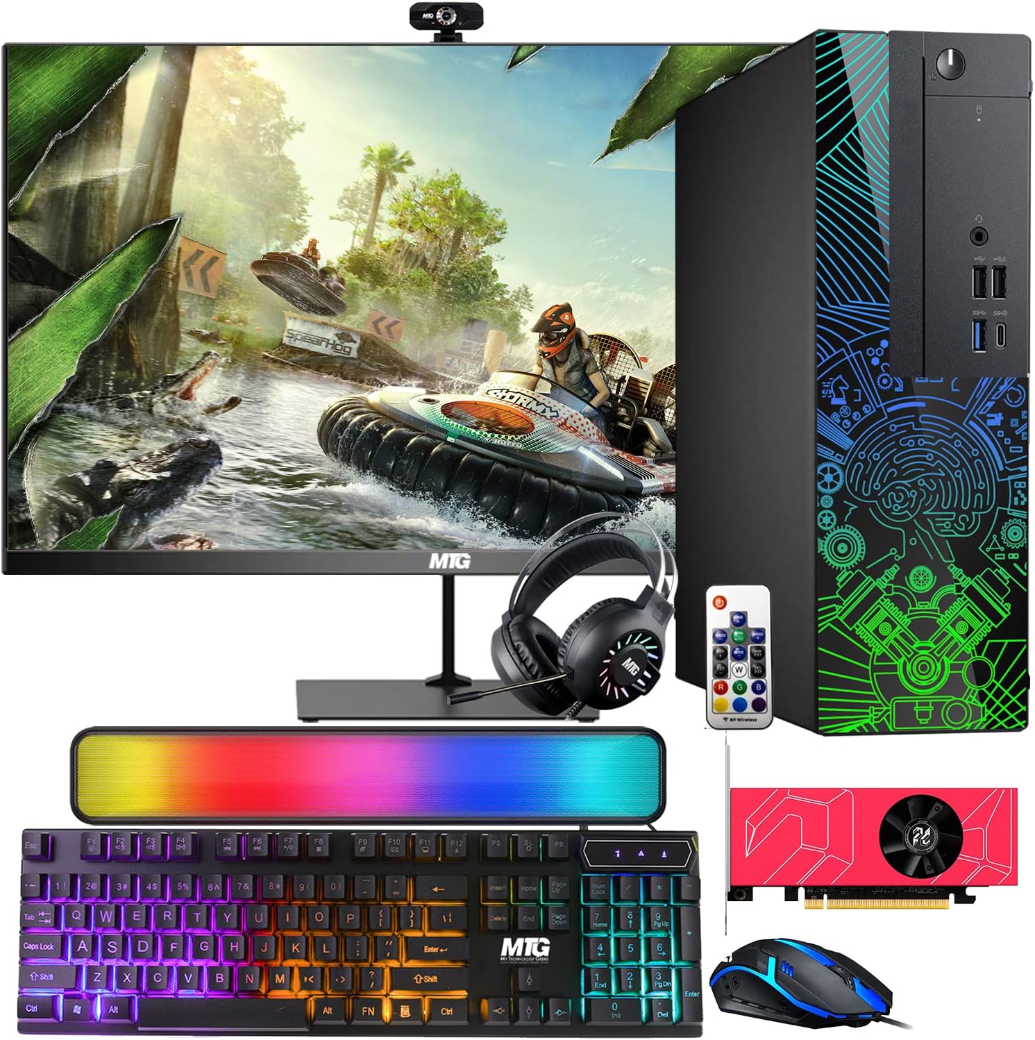 Lumos 8 Gaming Desktop PC, Intel Core i5 8th Gen, AMD RX 6400 4GB DDR6, 8GB RAM, 1TB SSD + 4TB HDD, 27 Inch 165hz Gaming Monitor, PCI-E Bluetooth | Wi-Fi, RGB Kit, Win 11 (Renewed)