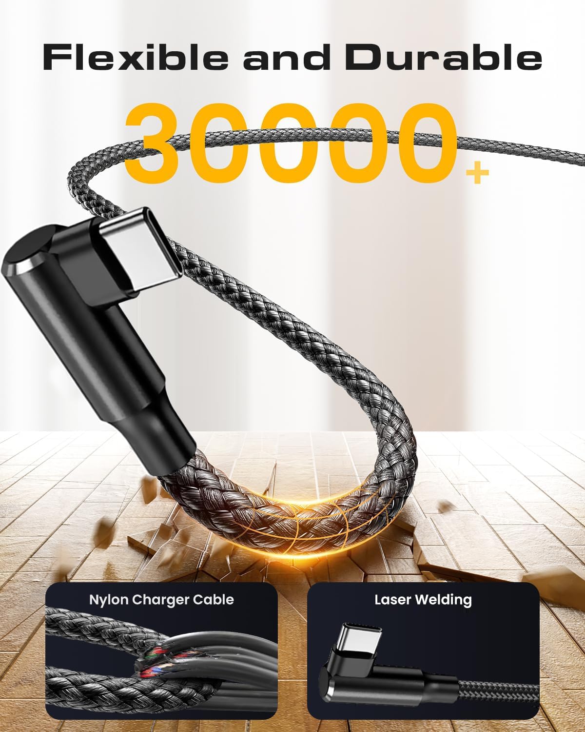 Maine 90-Degree USB C to USB C, 60-watt PD Type C Fast Charging Data Cable. Factory Wholesale Sales. (1000, 2M)