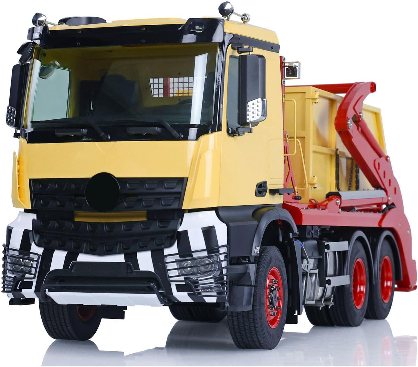 1/14 RC Hydraulic Skip Loader Model for VL18U K3363 Metal Swing Arm Dumper Truck 2-Speed Gearbox Light Sound PL18EV Lite Radio Controller Red Yellow Hobby Grade Model(Red)