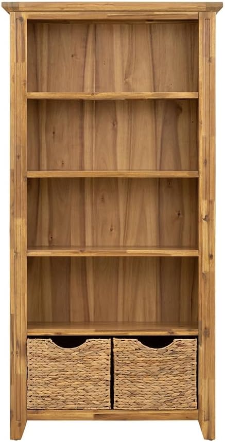 Benicabaly Charming Rustic Wood Bookcase for Cozy Living Spaces, Stylish Multi-Shelf Design, Natural Wood Finish, 35.5x12x71 Inches