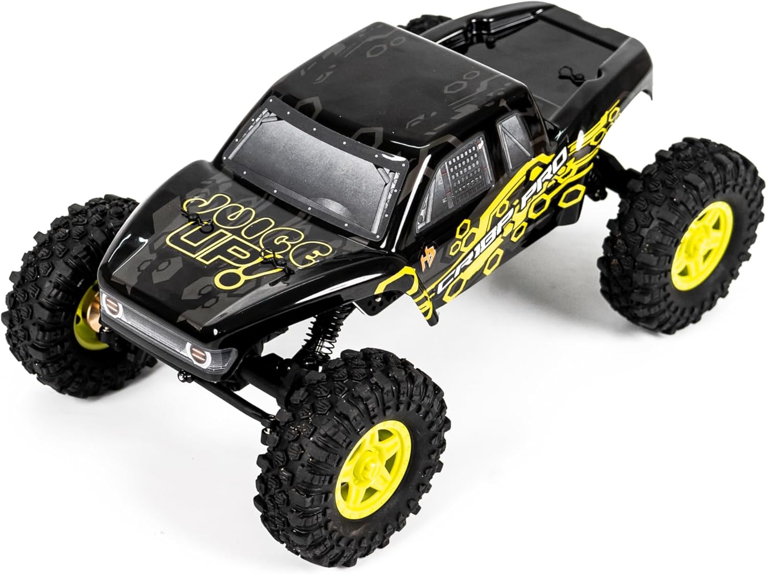 HOBBYPLUS Helidirect 1/18 RC Crawler - CR18P PRO Brushless Juice Up 4x4 RTR w HBW Electronics 2.4GHz 4CH TX 3S Lipo Battery - Remote Control Car 1/18 RC Rock Crawler 4WD Off-Road for Adults - Yellow