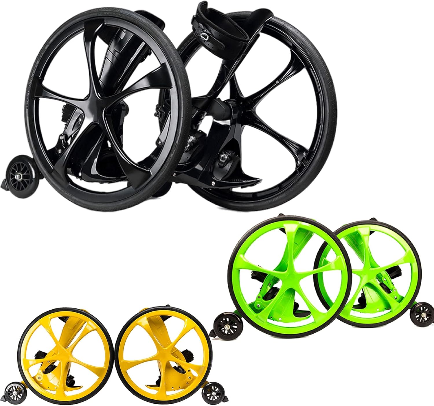 All Terrain Bike Wheel Inline Roller Blade Skates Inline Skates Big Wheel Creative Roller Blades - Inflated Plastic Tire Suitable for Adults Adjustable Green (Yellow)