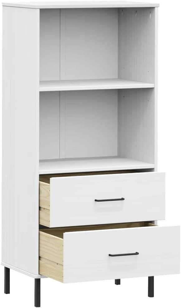 CHARMMA Bookcase with 2 Drawers White 23.6