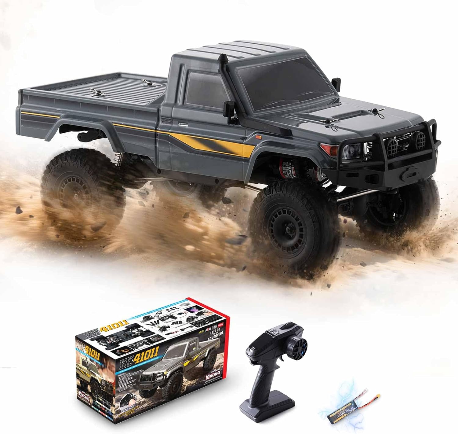 BEEZRC YKHOBBY 1/10 YK41011 Simulation LC79 RC Crawler,4WD Off Road RC Rock Truck, Manual Differential Lock, Brushed RC Climbing Car, Remote Control Car for Adults for Beginner-Friendly RTR Grey