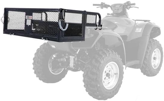 Black Widow ATV Rear Storage Drop Basket Rack Steel Universal with Tailgate 150 lb. Capacity, Hardware Included