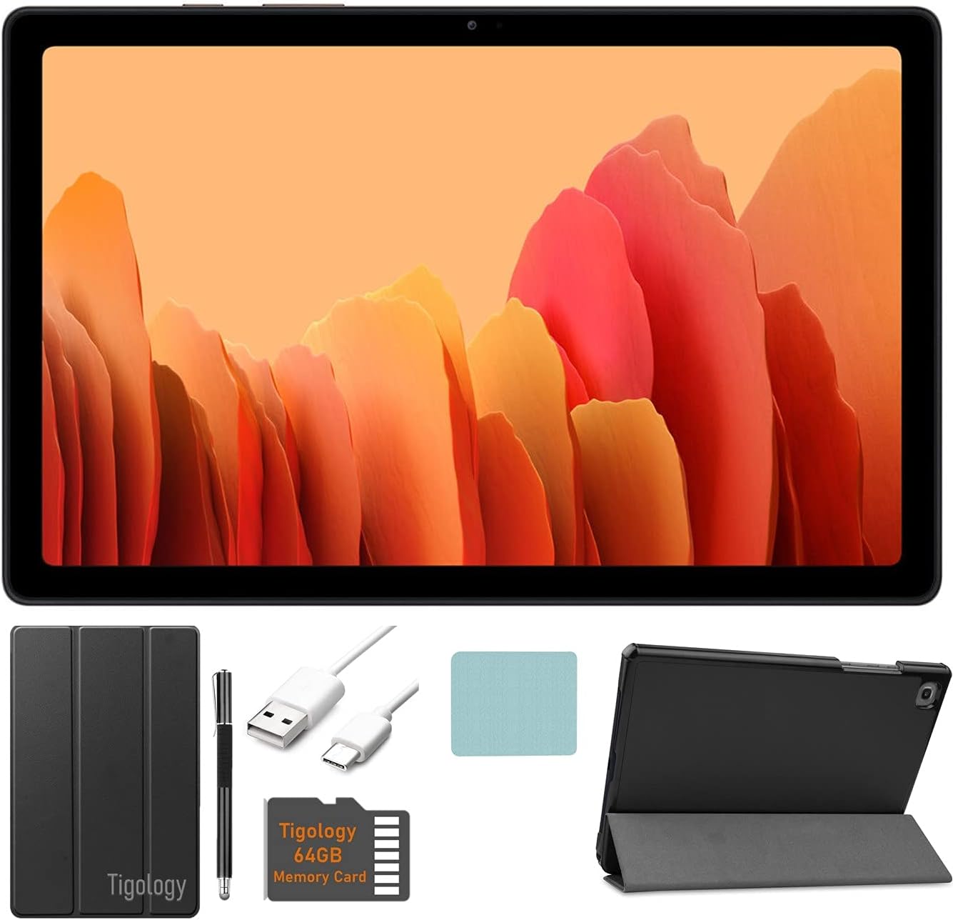 Samsung 2020 Galaxy Tab A7 10.4’’ (2000x1200) TFT Display Wi-Fi Tablet Bundle, Qualcomm Snapdragon 662, 3GB RAM, Bluetooth, Dolby Atmos Audio, Android 10 OS w/Tigology Accessories (64GB, Gold)