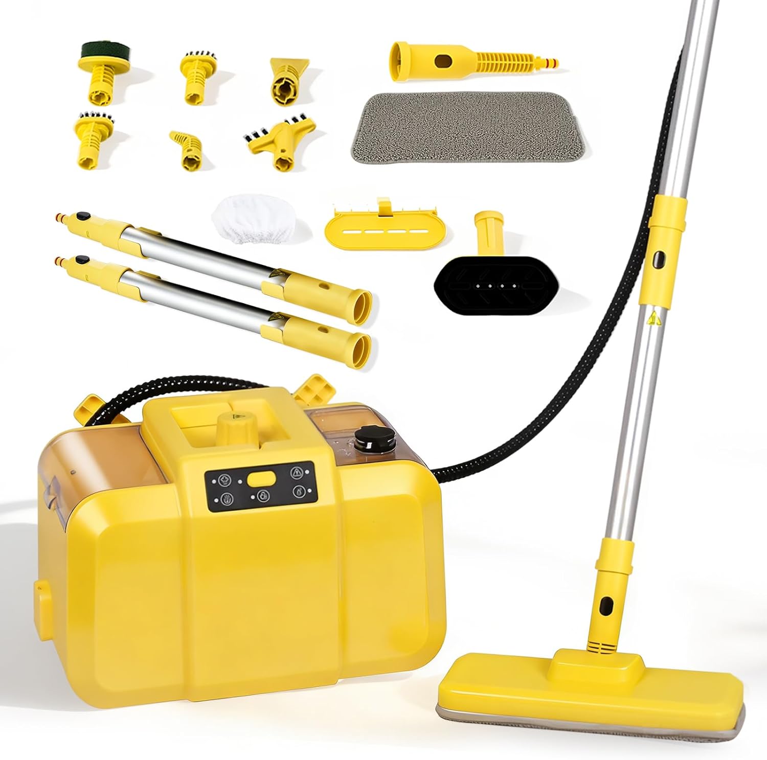 MOMOKOVA Steam Cleaner, Chemical-Free High-Pressure Commercial Steamer Cleaner with Unlimited Steam Injection, Fast Heat-Up, 2.2L Capacity, 14 Accessories for Floors, Grout, Upholstery (yellow)