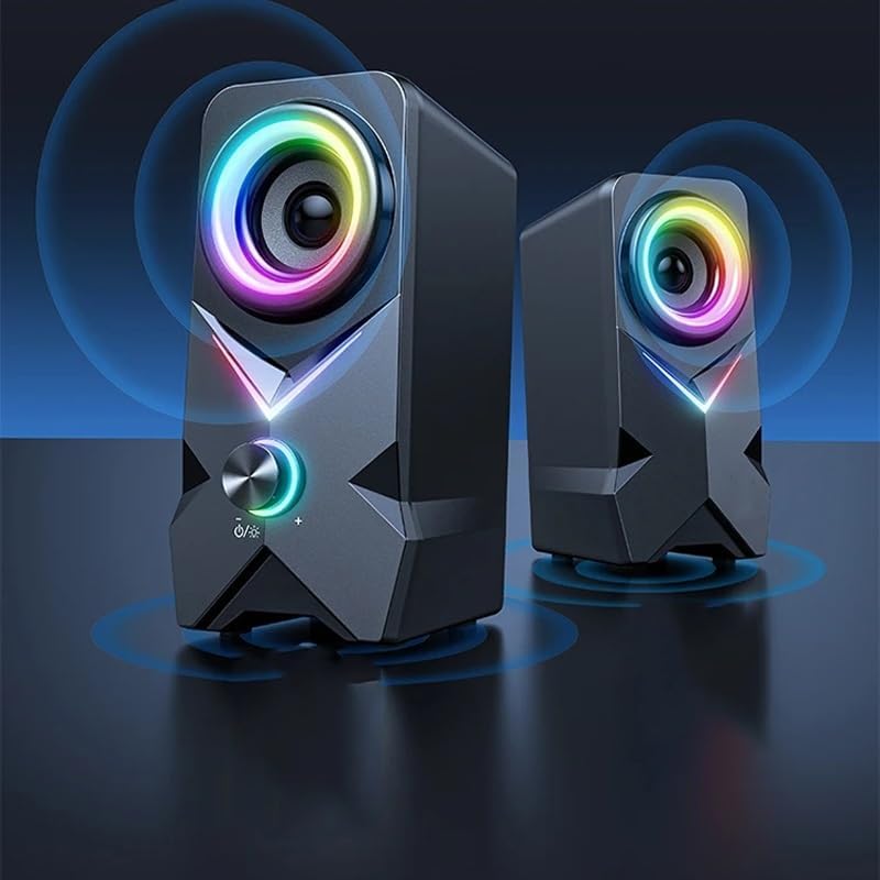 Subwoofer Desktop PC Laptop Gaming Stereo Computer Speakers LED Tweeter with RGB 3.5mm Jack