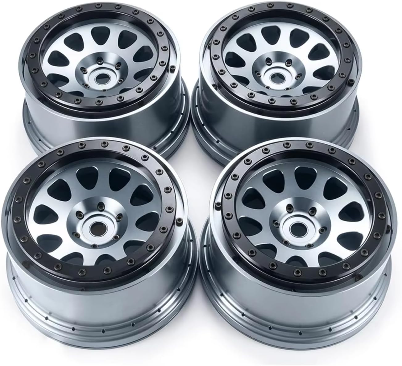 RC Car Upgrade Part For Traxxas For X-MAXX For DBXL For Kraton 8S 10151-13/00 1/5 4PCS 4.3inch Beadlock Wheels Rims Hubs 24mm Hex Tires RC Parts(Titanium)