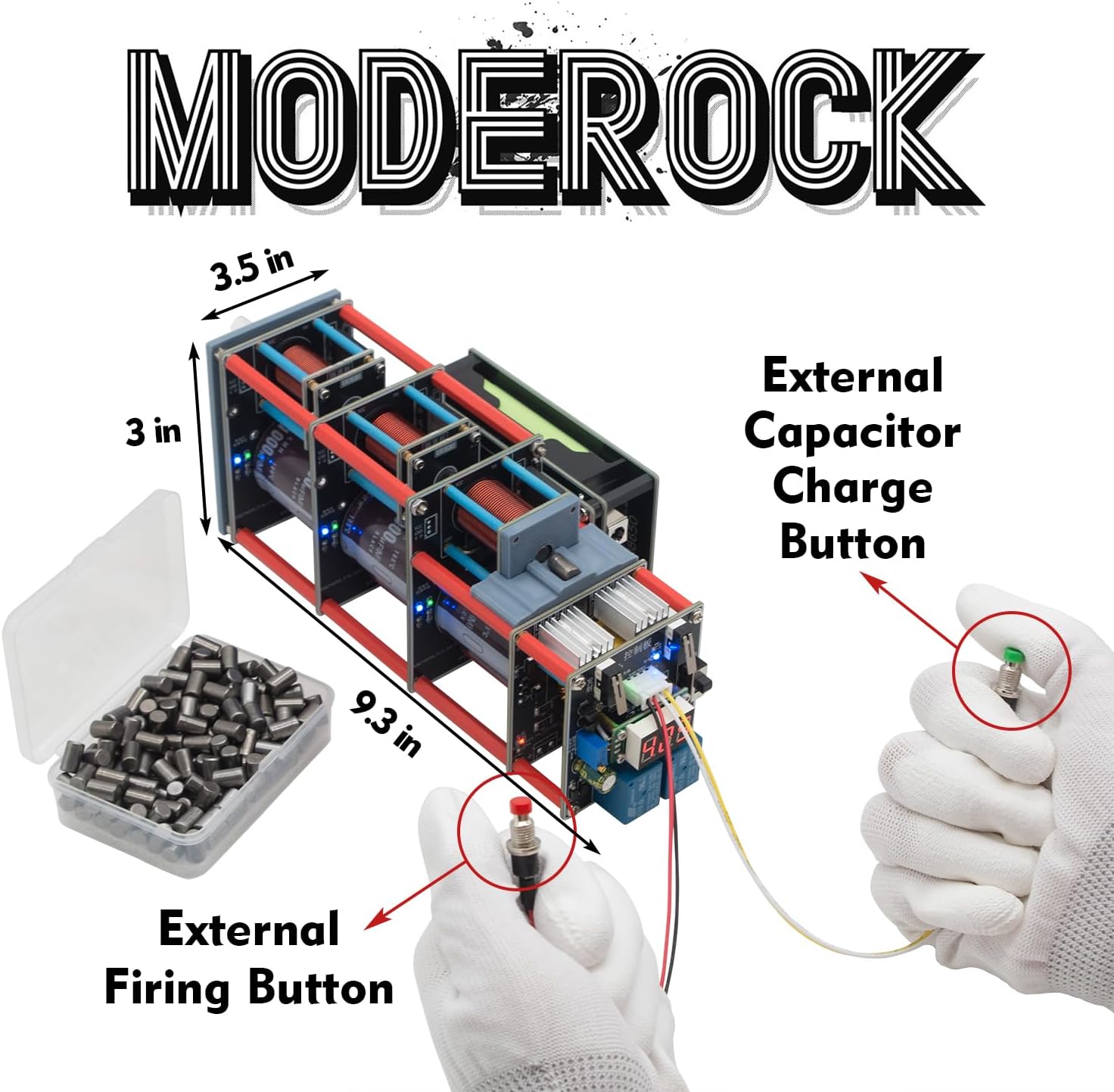 Electromagnetic Accelerator Gun Cannon High Voltage, DIY Integration Multi-Level Coil Kit, for Science Physics Teaching Experiment Tool College Education Model, High-Tech Toys,Integrated Boost Circuit